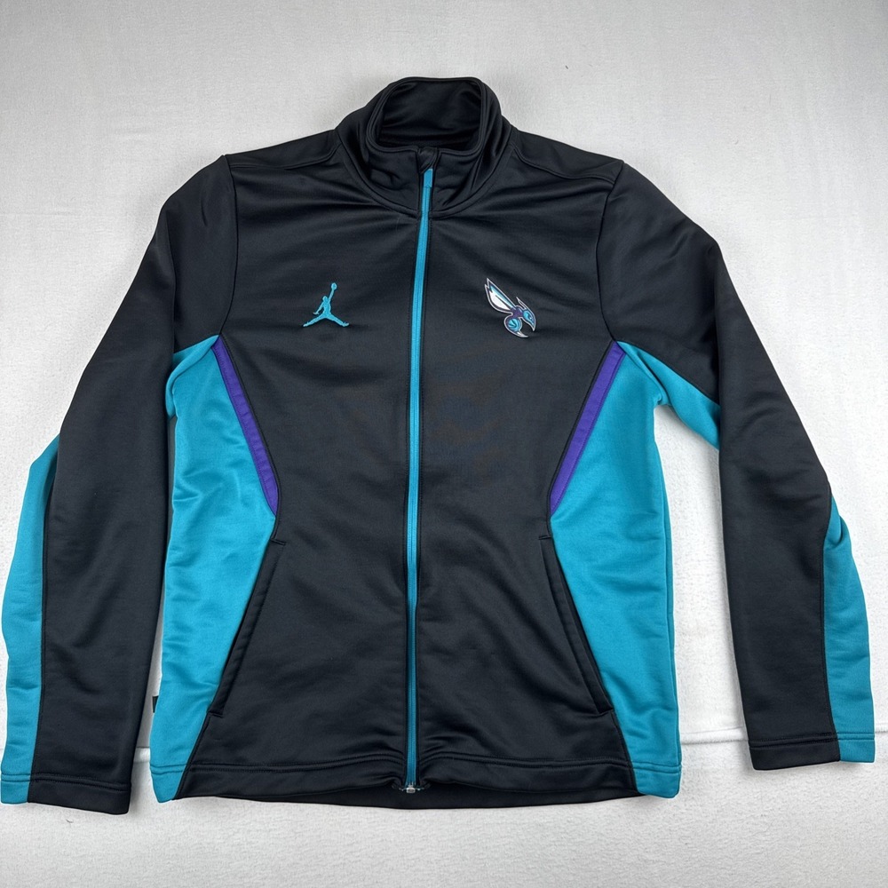 Charlotte Hornets NBA Jumpman Men Jordan Black Teal Dri-Fit Jacket Fits Medium